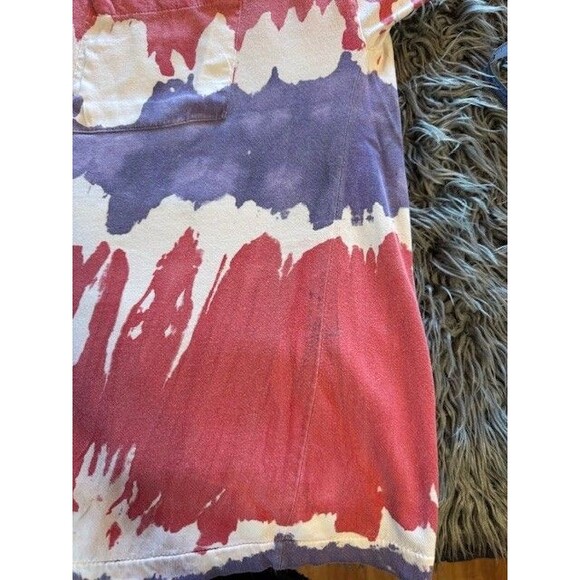 Vintage Gitano Pocket Tie Dye Print T Shirt MED 90s Hippie Purple Red Y2K - Picture 7 of 9